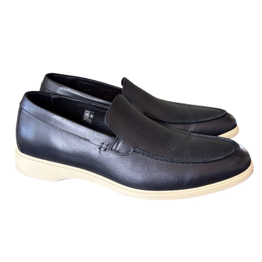 Amberjack The Loafer Obsidian and Cream Black Leather Slip On Shoe Size 11